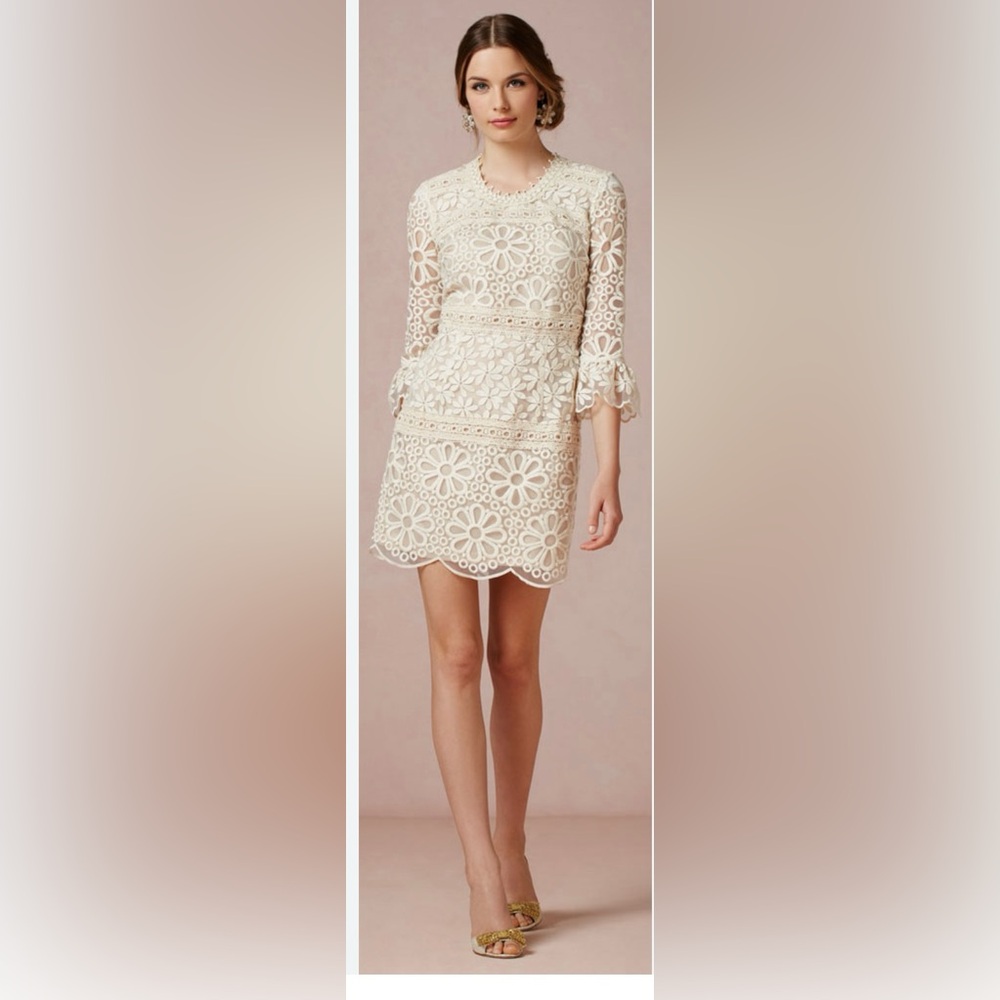 Anna Sui Bell Cocktail/Bridal Cream Lace Dress -Size 8- worn once